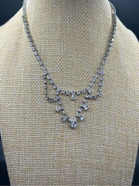 Silver rhinestone Drop Necklace